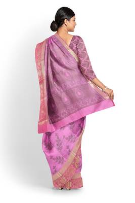 Pink woven pure cotton silk  sarees saree with blouse 3