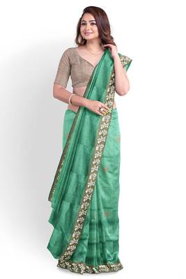 Green woven pure cotton  silk sarees saree with blouse 2