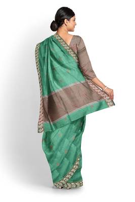 Green woven pure cotton  silk sarees saree with blouse 3