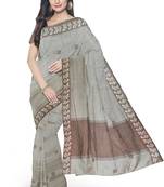 Light grey woven pure cotton silk sarees saree with blouse