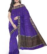Violet woven pure cotton silk sarees saree with blouse