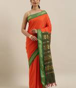 CLASSICATE from the house of The Chennai Silks Orange Kalyani Polycotton Saree With Running Blouse