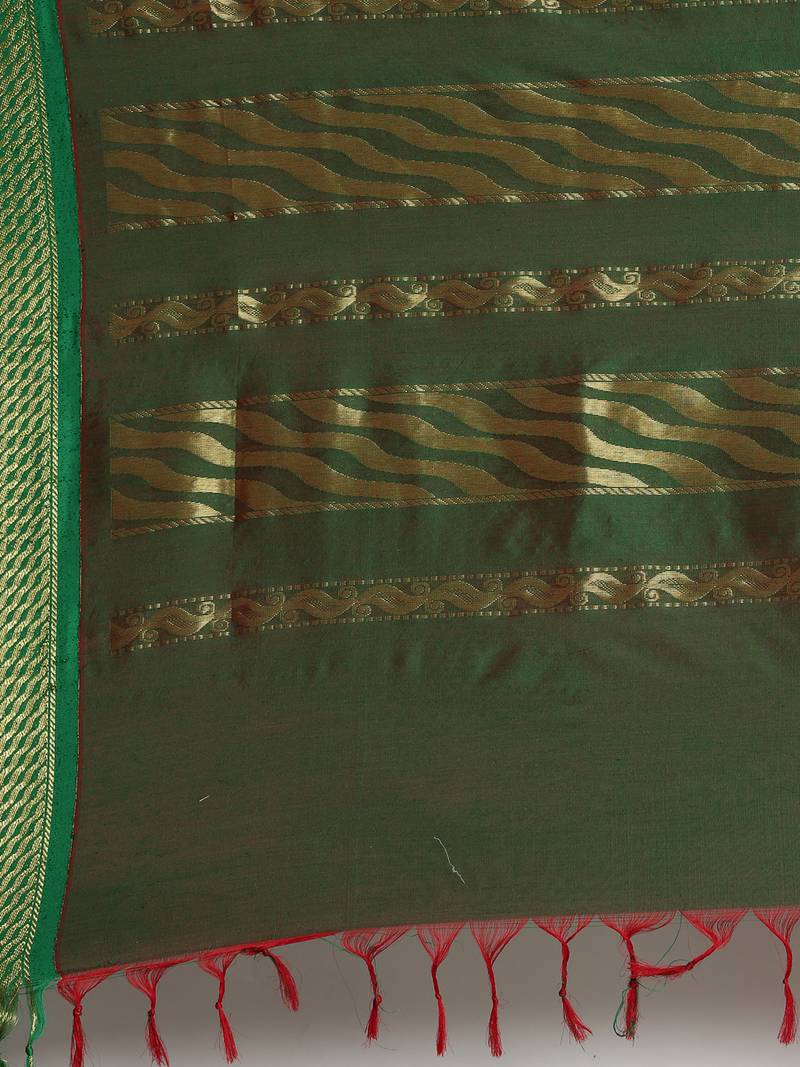 CLASSICATE from the house of The Chennai Silks Orange Kalyani Polycotton Saree With Running Blouse