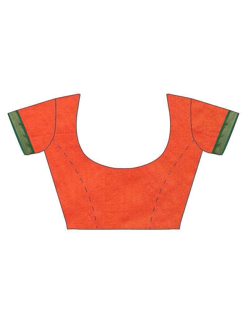 CLASSICATE from the house of The Chennai Silks Orange Kalyani Polycotton Saree With Running Blouse