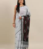 CLASSICATE from the house of The Chennai Silks  Silver Ikat Design Pure Linen Saree With Running Blouse