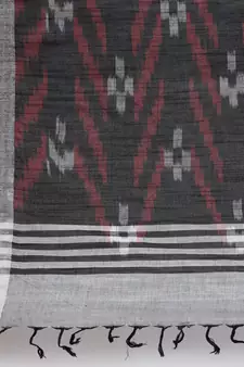 CLASSICATE from the house of The Chennai Silks  Silver Ikat Design Pure Linen Saree With Running Blouse