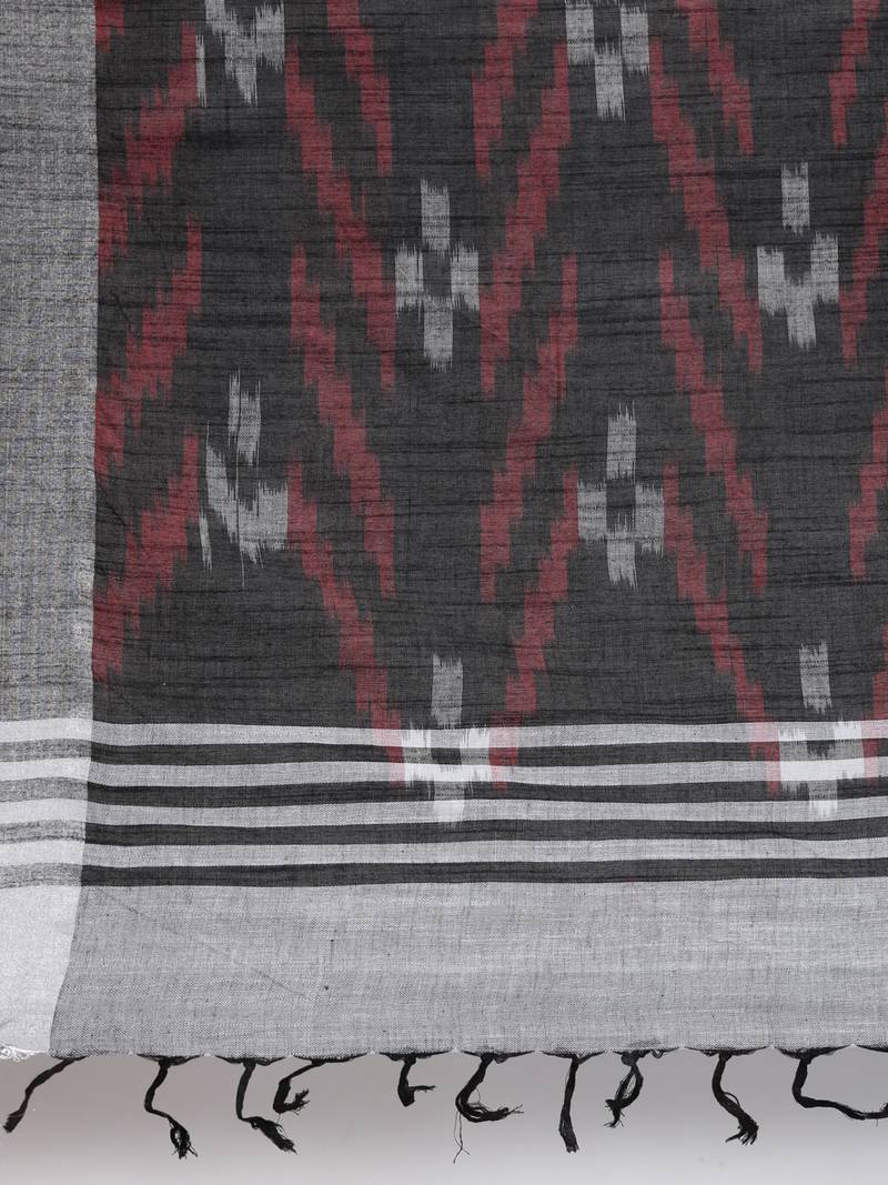 CLASSICATE from the house of The Chennai Silks  Silver Ikat Design Pure Linen Saree With Running Blouse