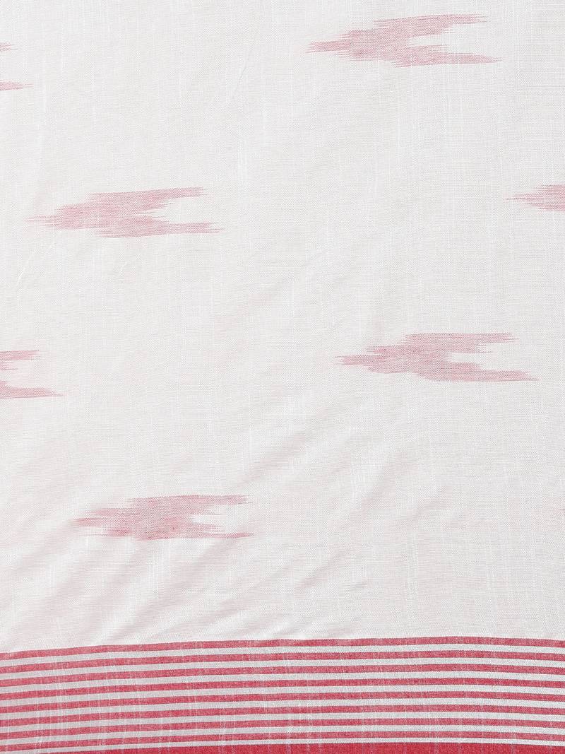 CLASSICATE from the house of The Chennai Silks Off-White Ikat Design Pure Linen Saree With Running Blouse