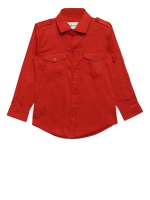 Red plain cotton kids-tops 1
