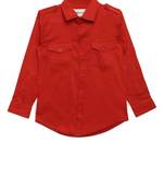 Red plain cotton kids-tops