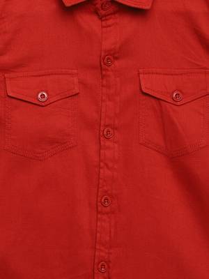Red plain cotton kids-tops 3