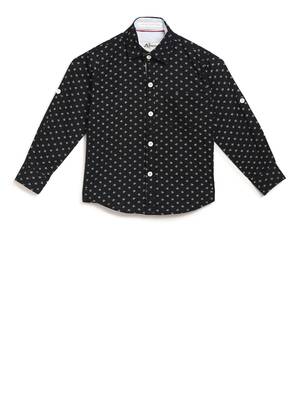 Black printed cotton kids-tops 1