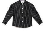 Black printed cotton kids-tops