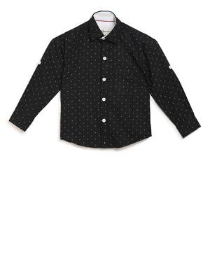Black printed cotton kids-tops 1