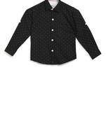 Black printed cotton kids-tops