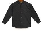 Black printed cotton kids-tops