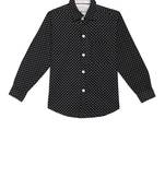 Black printed cotton kids-tops