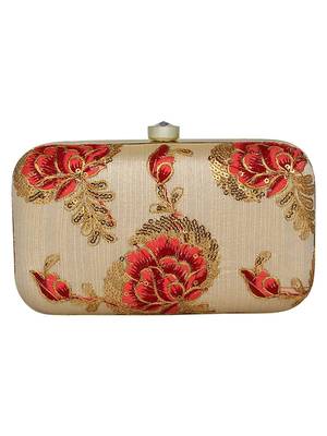 Worthyy Enterprises Tulle Embroidered Faux Silk Clutch Natural & Multi (Combo Pack  2) 2