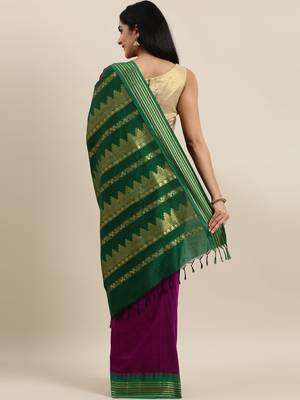 CLASSICATE from the house of The Chennai Silks Violet Kalyani Polycotton Saree With Running Blouse 3