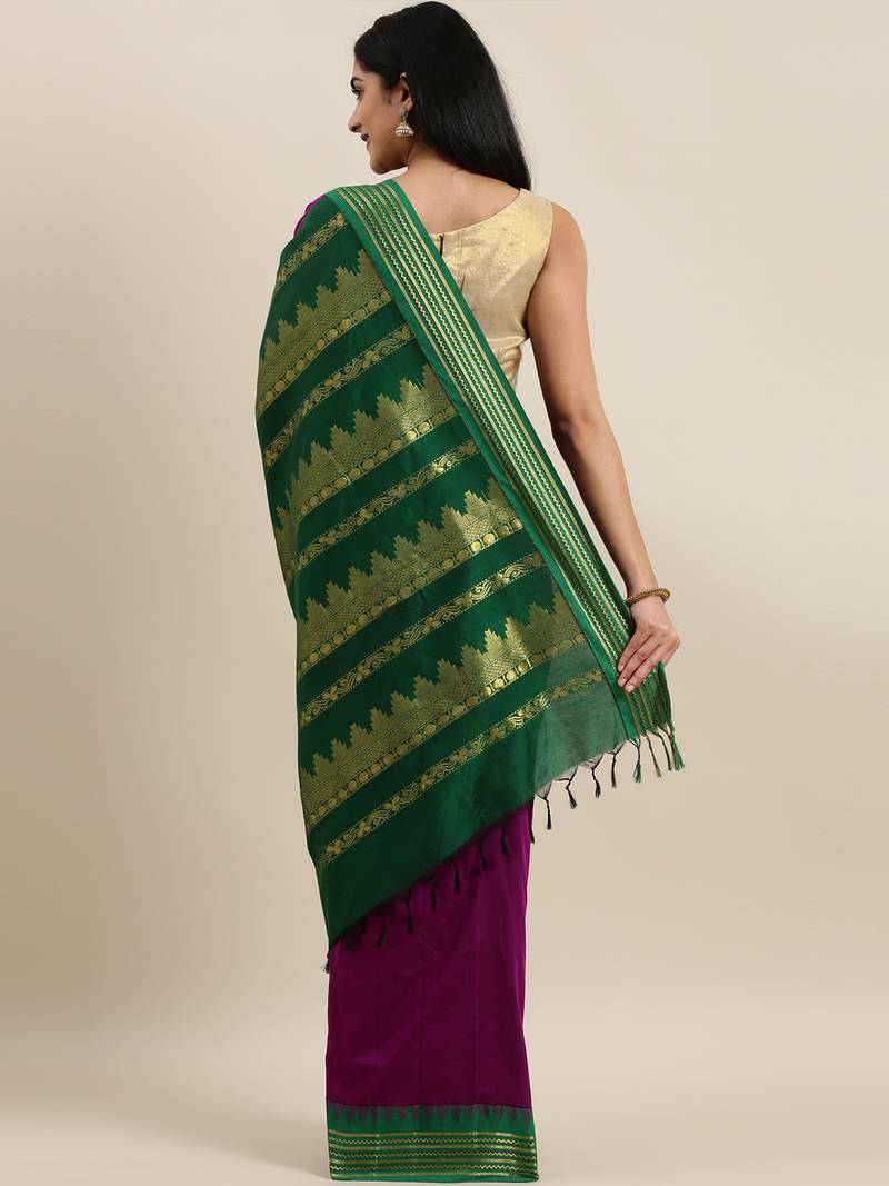 CLASSICATE from the house of The Chennai Silks Violet Kalyani Polycotton Saree With Running Blouse