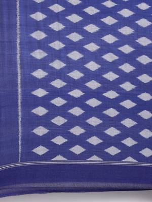 CLASSICATE from the house of The Chennai Silks Off-White Ikat Pochampally Pure Cotton Saree With Running Blouse 4