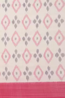 CLASSICATE from the house of The Chennai Silks Off-White Ikat Pochampally Pure Cotton Saree With Running Blouse