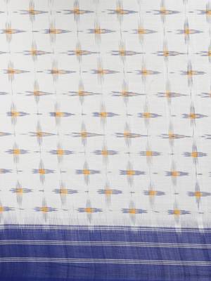 CLASSICATE from the house of The Chennai Silks Off-White Ikat Pochampally Pure Cotton Saree With Running Blouse 4