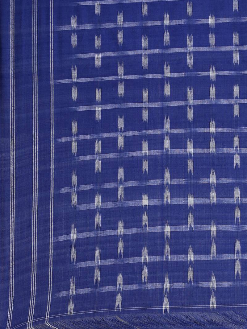 CLASSICATE from the house of The Chennai Silks Off-White Ikat Pochampally Pure Cotton Saree With Running Blouse