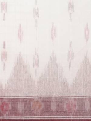 CLASSICATE from the house of The Chennai Silks Off-White Ikat Pochampally Pure Cotton Saree With Running Blouse 4