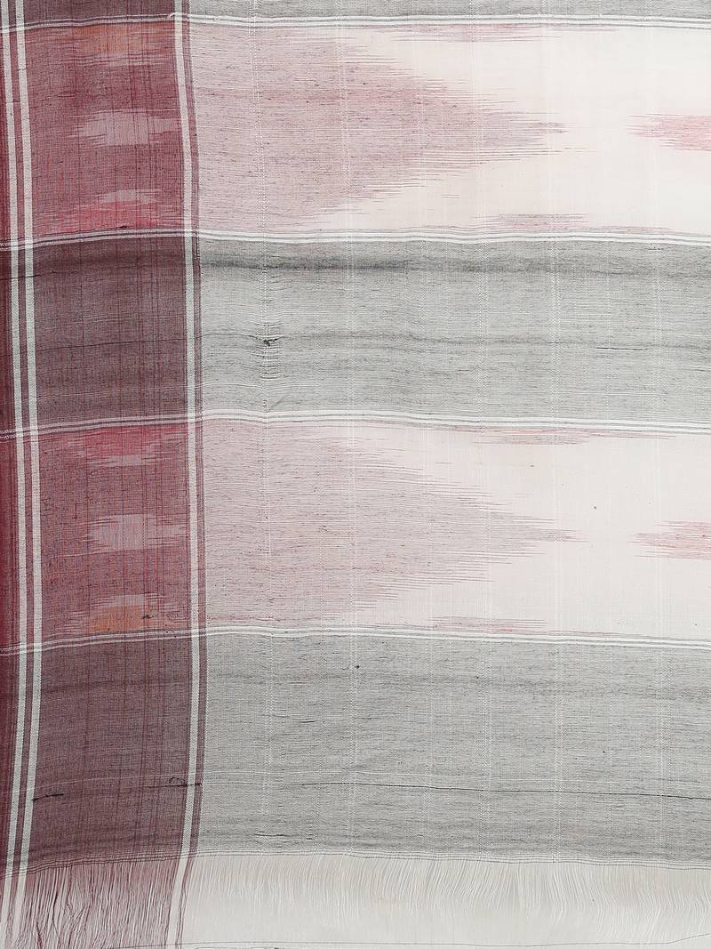 CLASSICATE from the house of The Chennai Silks Off-White Ikat Pochampally Pure Cotton Saree With Running Blouse