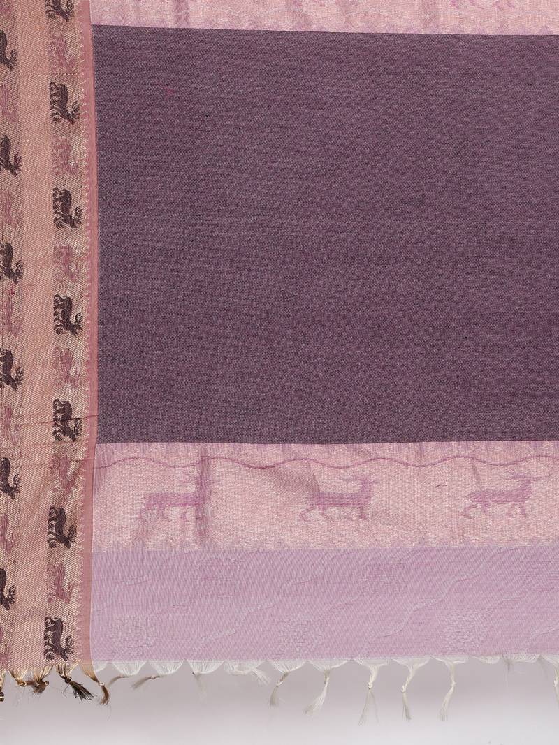 CLASSICATE from the house of The Chennai Silks Purple Coimbatore Pure Cotton Saree With Running Blouse