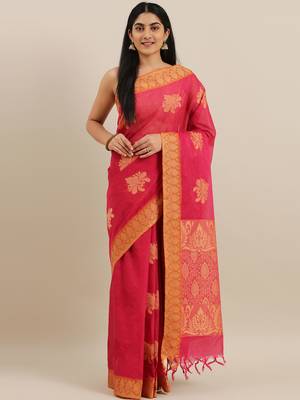 CLASSICATE from the house of The Chennai Silks Red Coimbatore Pure Cotton Saree With Running Blouse 1