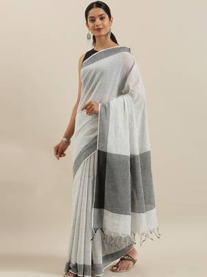 CLASSICATE from the house of The Chennai Silks Off-White Kanchi Pure Cotton Saree With Running Blouse 2