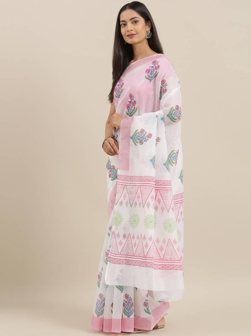 CLASSICATE from the house of The Chennai Silks Off-White Venkatagiri Pure Cotton Saree