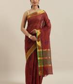 CLASSICATE from the house of The Chennai Silks Maroon Venkatagiri Pure Cotton Saree