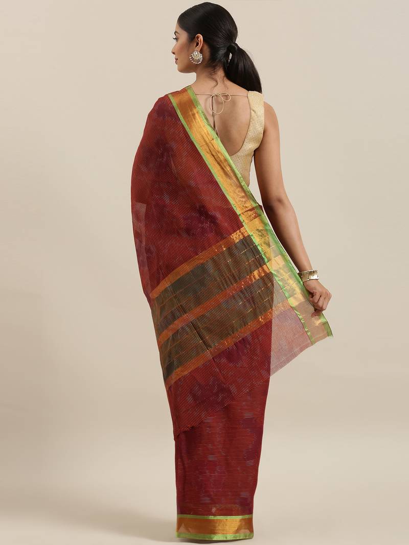 CLASSICATE from the house of The Chennai Silks Maroon Venkatagiri Pure Cotton Saree