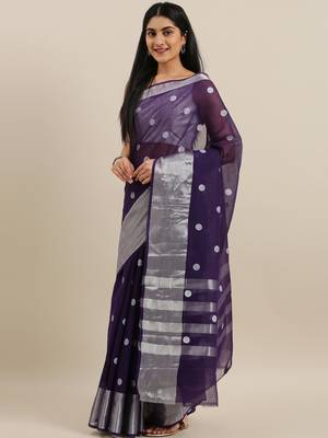 Classicate From The House Of The Chennai Silks Violet Venkatagiri Pure Cotton Saree Without Blouse 2