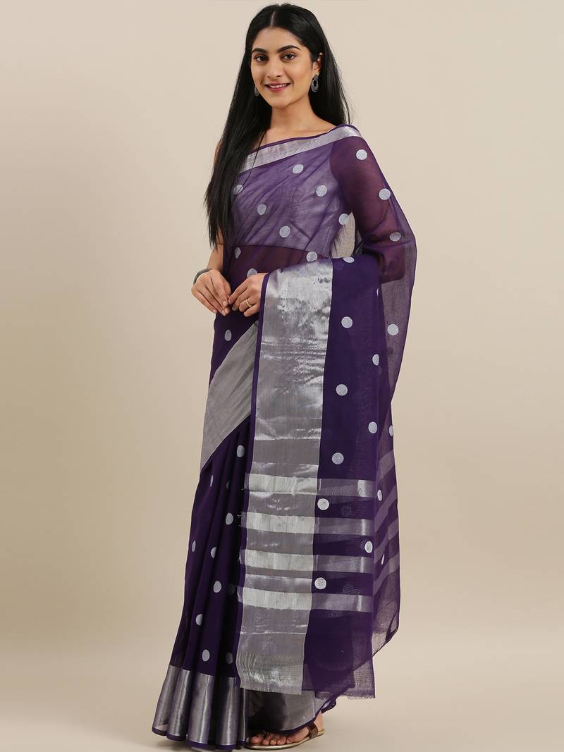 Classicate From The House Of The Chennai Silks Violet Venkatagiri Pure Cotton Saree Without Blouse