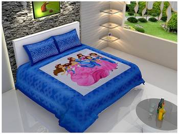 Ridan Cotton Multicolour Cartoon Print Double Bed Sheet With Pillow Cover 1