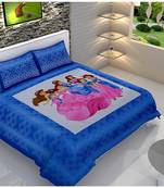 Ridan Cotton Multicolour Cartoon Print Double Bed Sheet With Pillow Cover