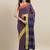 CLASSICATE from the house of The Chennai Silks Navy Blue Linen Blend Saree With Blouse