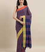 CLASSICATE from the house of The Chennai Silks Navy Blue Linen Blend Saree With Blouse