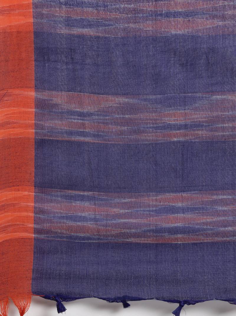 CLASSICATE from the house of The Chennai Silks Navy Blue Linen Blend Saree With Blouse