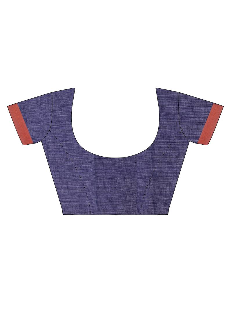 CLASSICATE from the house of The Chennai Silks Navy Blue Linen Blend Saree With Blouse