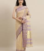 CLASSICATE from the house of The Chennai Silks Beige Bengal Tant Pure Cotton Saree Without Blouse