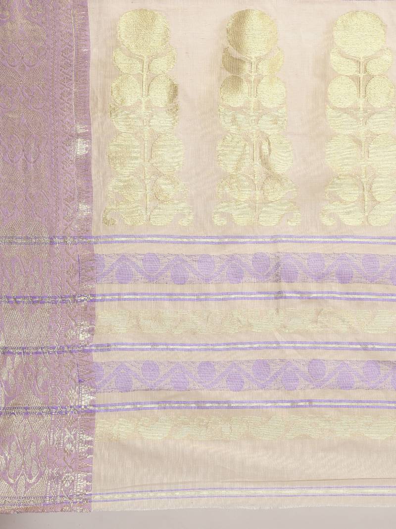 CLASSICATE from the house of The Chennai Silks Beige Bengal Tant Pure Cotton Saree Without Blouse