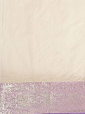 CLASSICATE from the house of The Chennai Silks Beige Bengal Tant Pure Cotton Saree Without Blouse 5