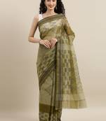 CLASSICATE from the house of The Chennai Silks Green Bengal Tant Pure Cotton Saree Without Blouse