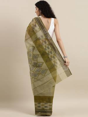 CLASSICATE from the house of The Chennai Silks Green Bengal Tant Pure Cotton Saree Without Blouse 3