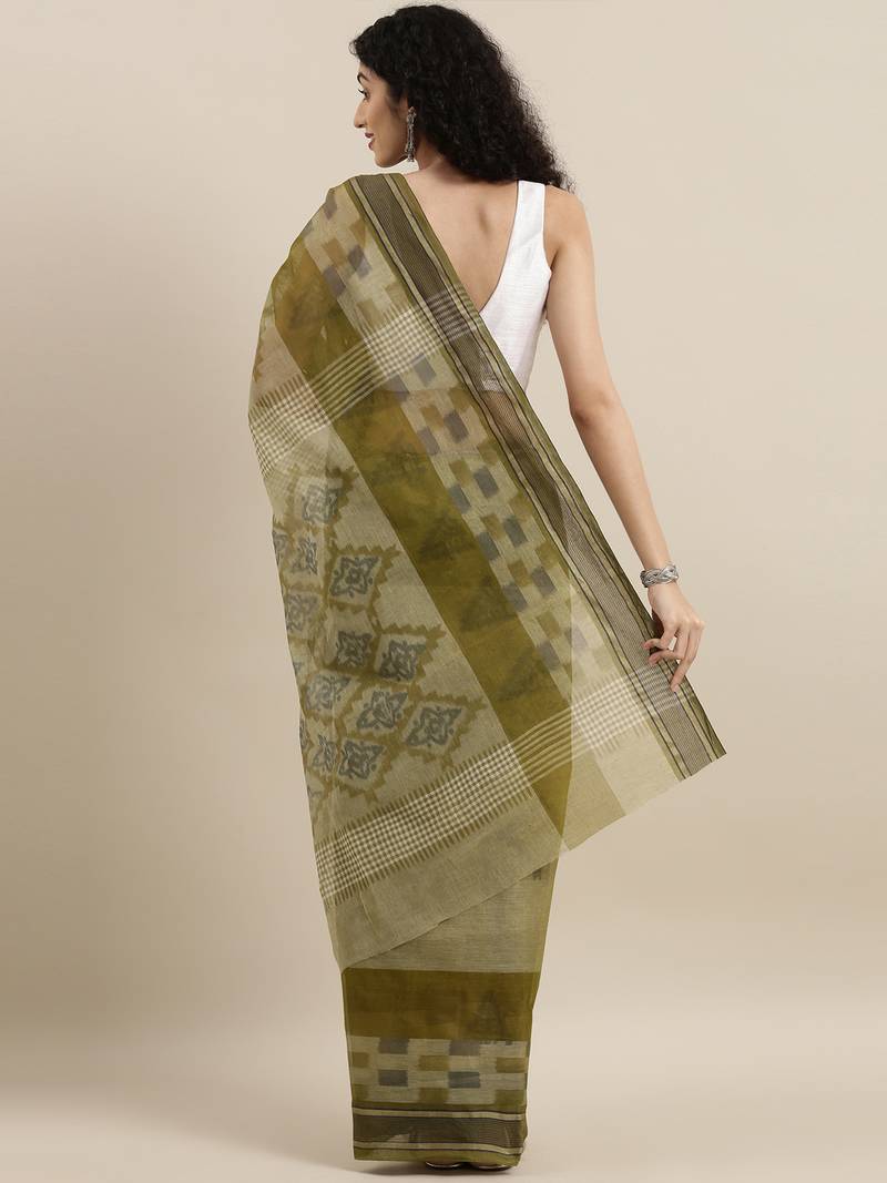 CLASSICATE from the house of The Chennai Silks Green Bengal Tant Pure Cotton Saree Without Blouse